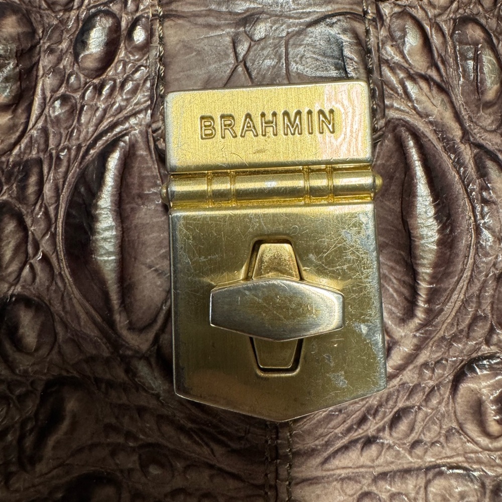 BRAHMIN Croc-Embossed Leather Handbag - Picture 5 of 6